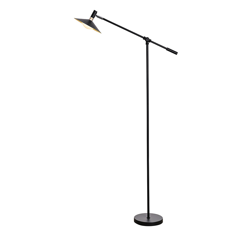 Verstelbare zwarte LED-vloerlamp met 3 lichtmodi