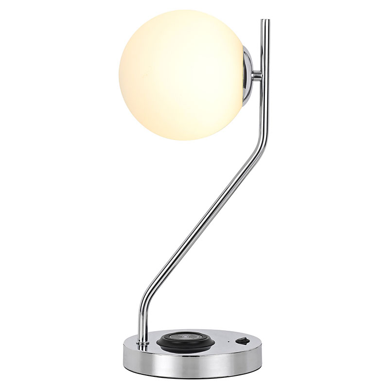 Bureaulamp met glazen kap en draadloze oplader