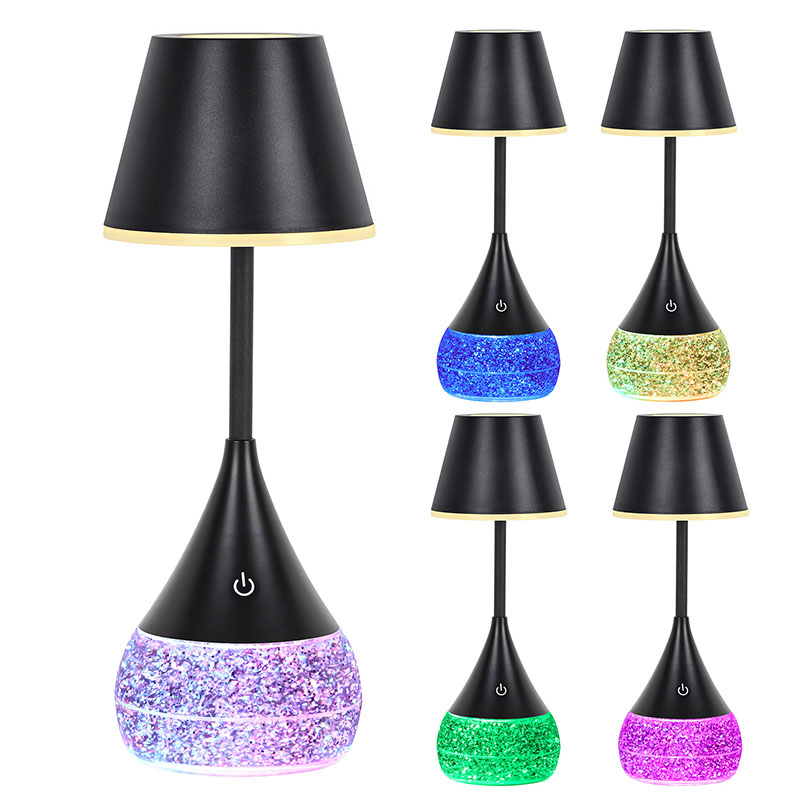 LED -bureaulamp met vloeistofbasis met metalen vorm