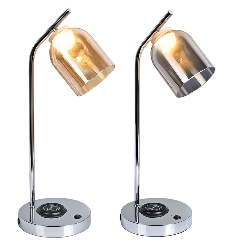 QI led-bureaulamp met glazen kap