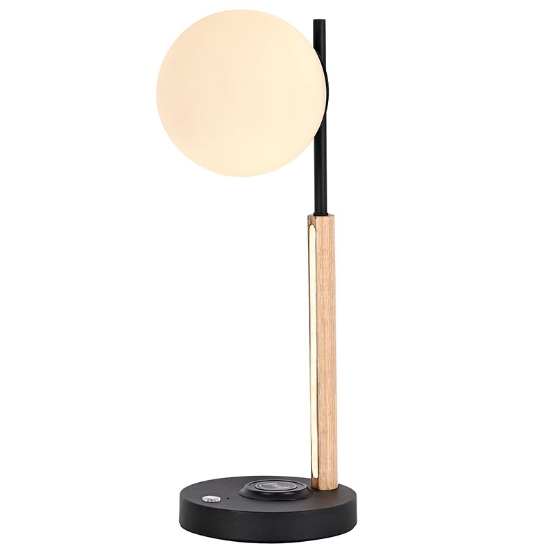 QI draadloze led-bureaulamp met houten lichaam
