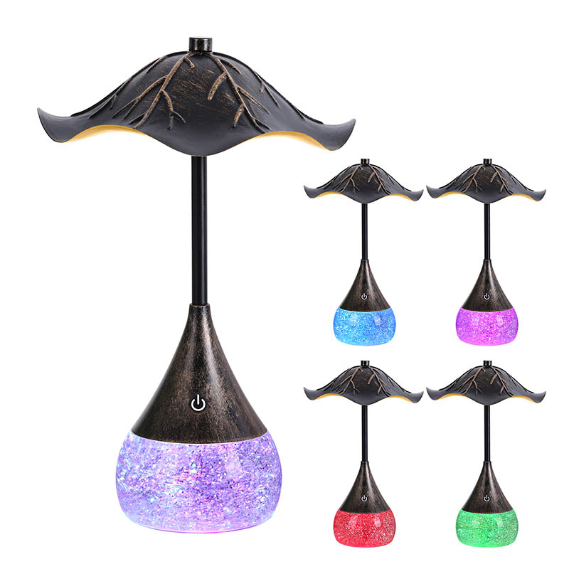 Retor LED -bureaulamp met RGB -glitterbasis